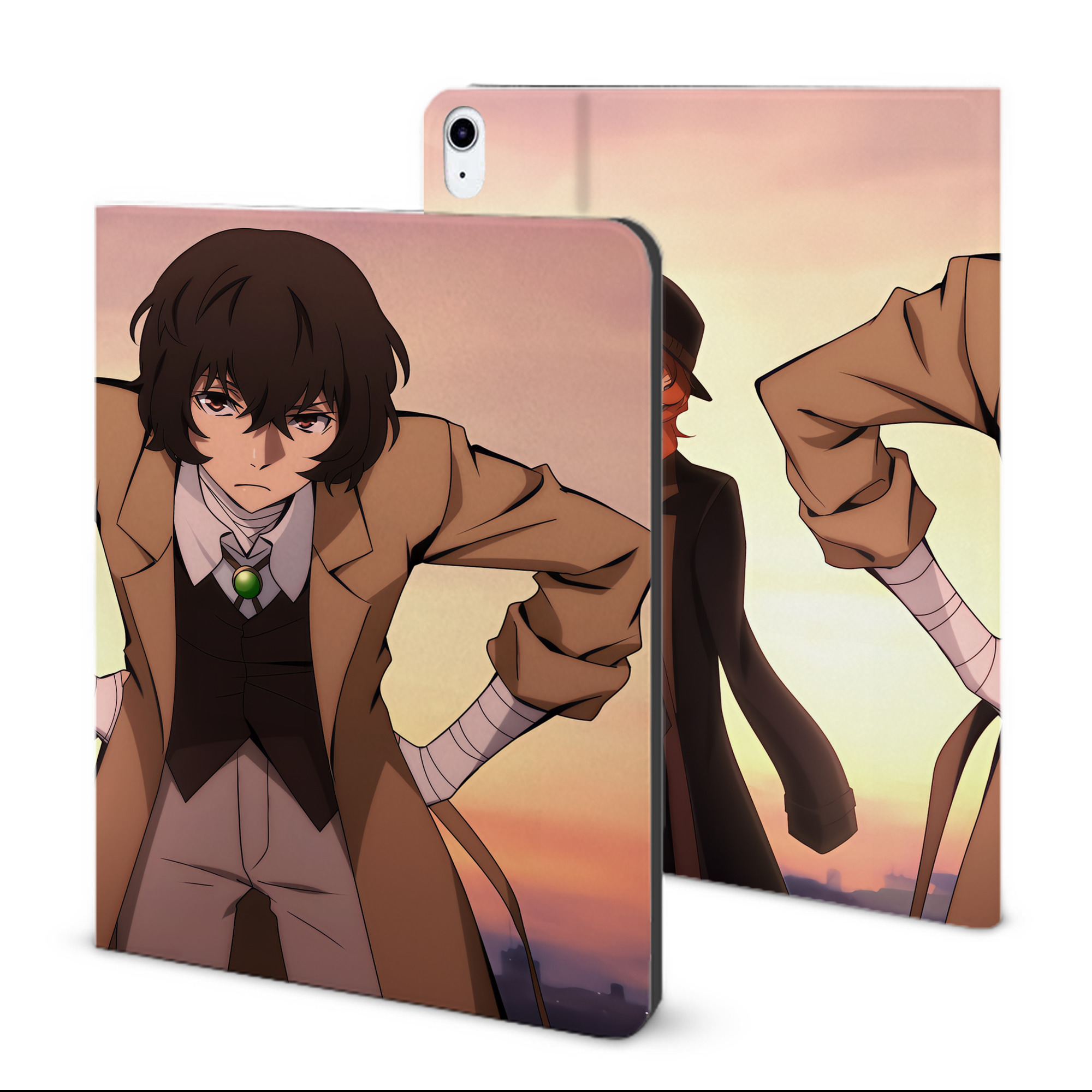 （画像用） 文豪ストレイドッグス Bungo Stray Dogs IPad ケース ブック型 PUレザー TPU 耐衝撃 軽量 薄型 ペン収納なし 全面保護 IPad 各モデル対応